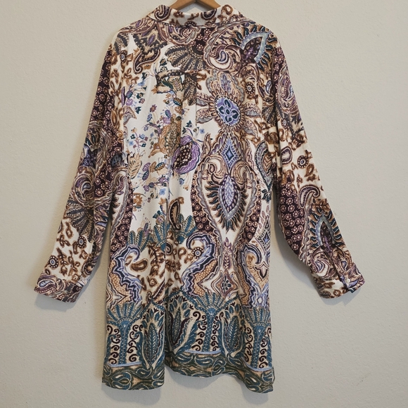 Chico's Shirt Dress Paisley Button Up Tunic Cottage Core Size Chico's 2=US L/12 - Picture 5 of 12